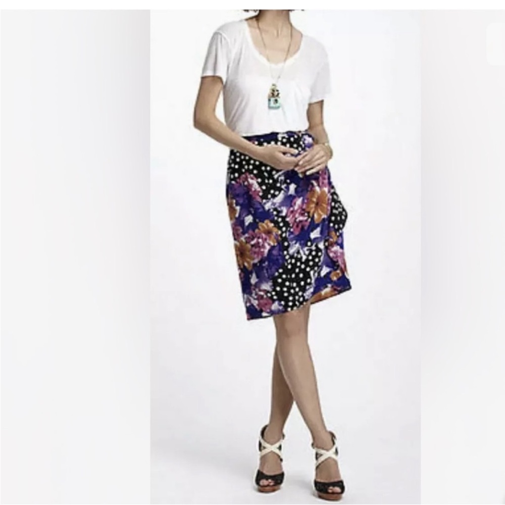 ANTHROPOLOGIE Baraschi floral polka dot skirt size 2